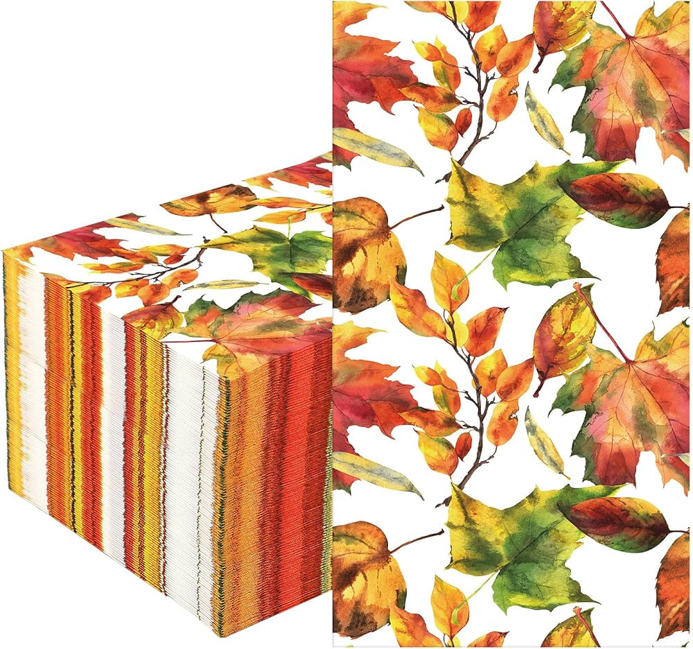 50 Pcs Fall Guest Napkins Maple Leaves Paper Dinner Napkins Thanksgiving Disposable Bathroom Hand... | Amazon (US)