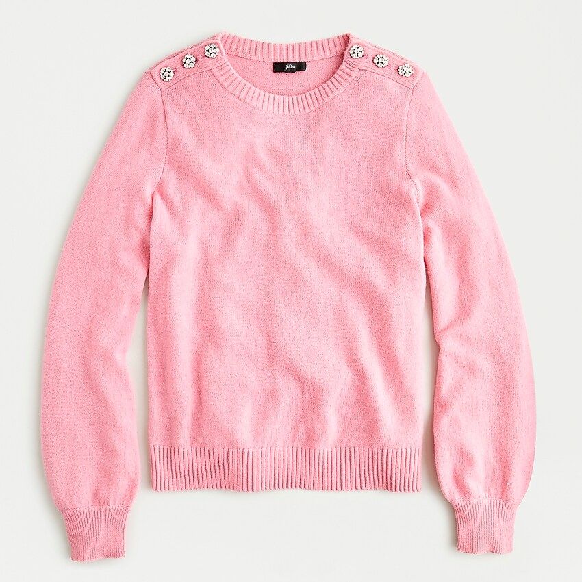Crewneck sweater with jeweled buttons | J.Crew US