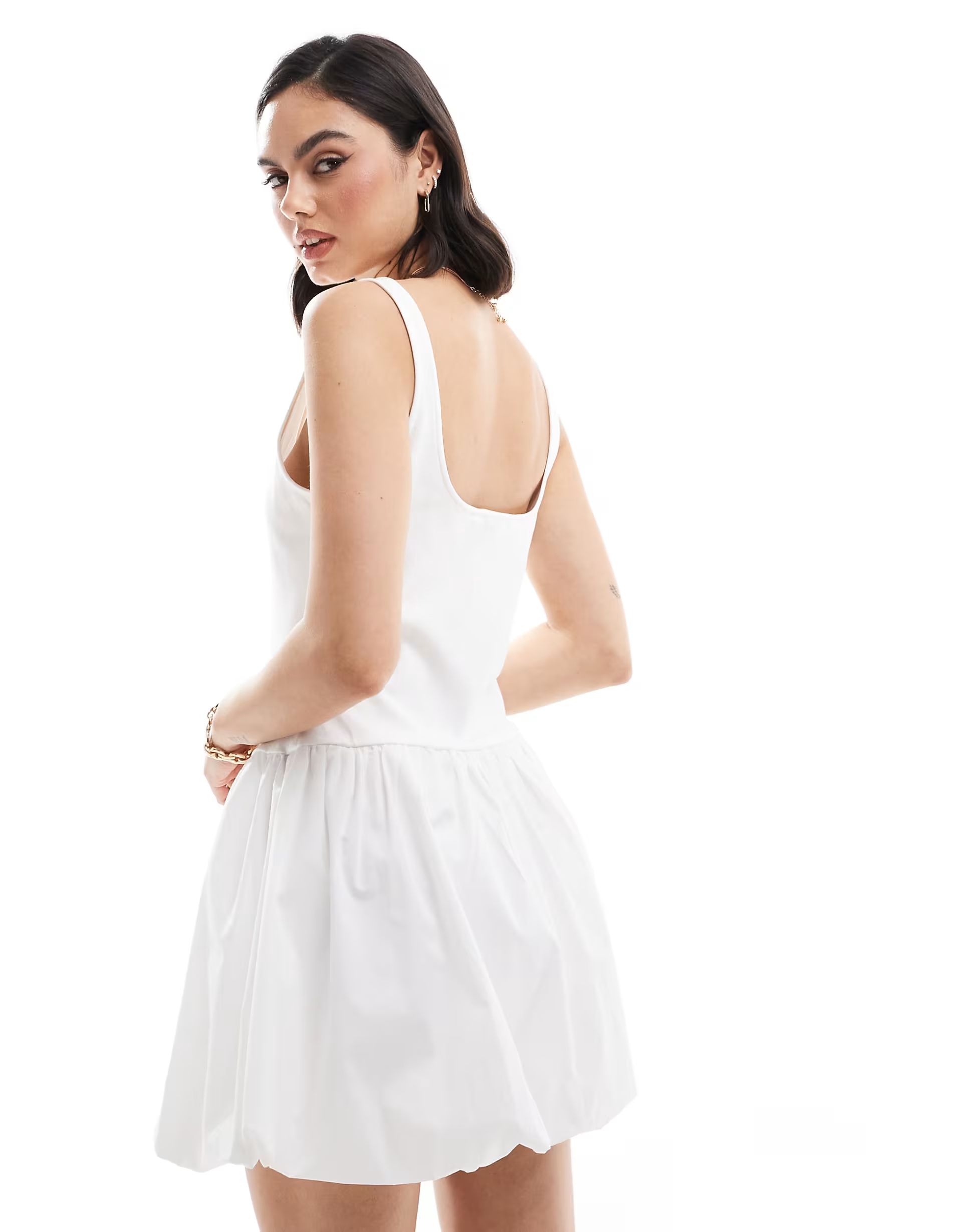 Mango puffball mini dress in white | ASOS (Global)