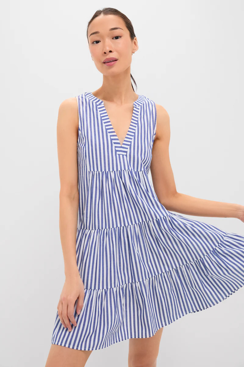 Blue and White Stripe Sleeveless Cotton Poplin Kenzo Dress | Tuckernuck (US)