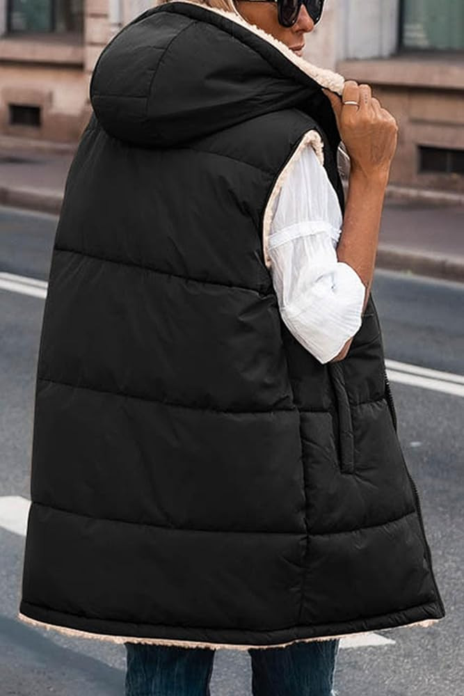 PRETTYGARDEN Womens 2023 Fall Reversible Vests Sleeveless Fleece Jacket Zip Up Hoodie Pockets Lon... | Amazon (US)