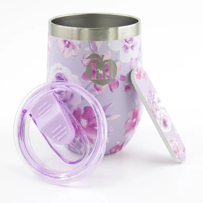 Hi Peach Layne, Mother's Day Gift Set, Purple Floral Wine Tumbler with Nail File - Walmart.com | Walmart (US)