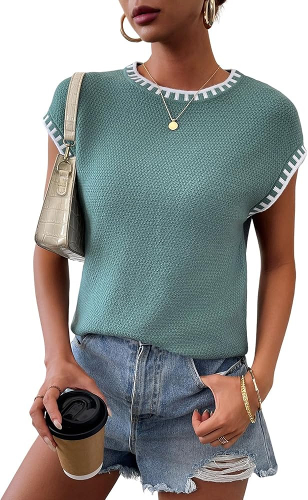 TAKEYAL Spring Sleeveless Sweater Tops for Women 2026 Cap Sleeve Trendy Tank Tops Summer Knit Swe... | Amazon (US)