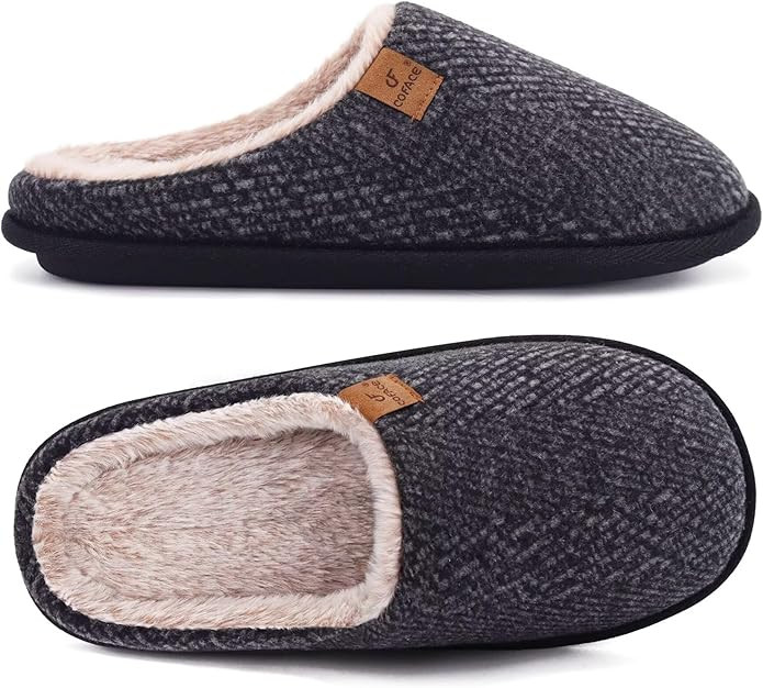 COFACE Mens Cozy Memory Foam Scuff Slippers Casual Slip On Warm House Shoes Indoor/Outdoor Sandal... | Amazon (US)