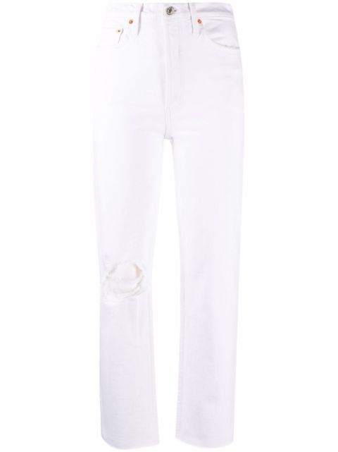 distressed straight-leg jeans | Farfetch (US)