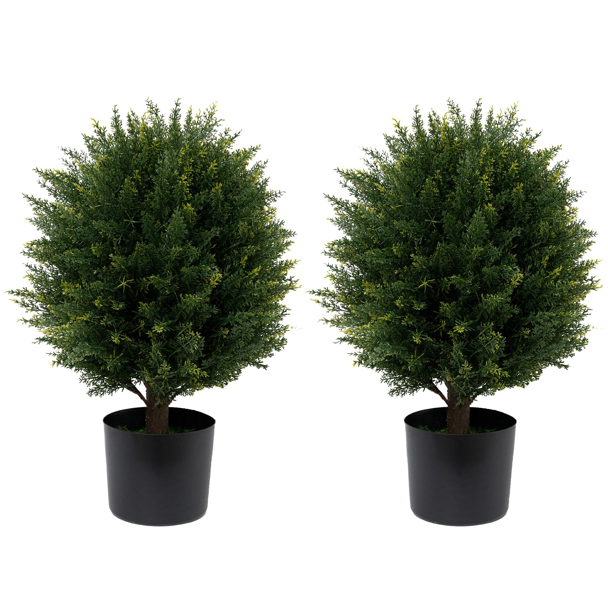 Artificial Cedar Topiary Ball Tree Two 22''T Artificial Shrub Plants UV Resistant Potted Bushes f... | Amazon (US)