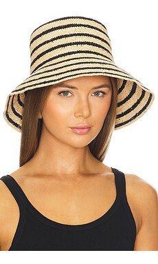 Hat Attack Chic Crochet Bucket in Natural & Black Stripe from Revolve.com | Revolve Clothing (Global)