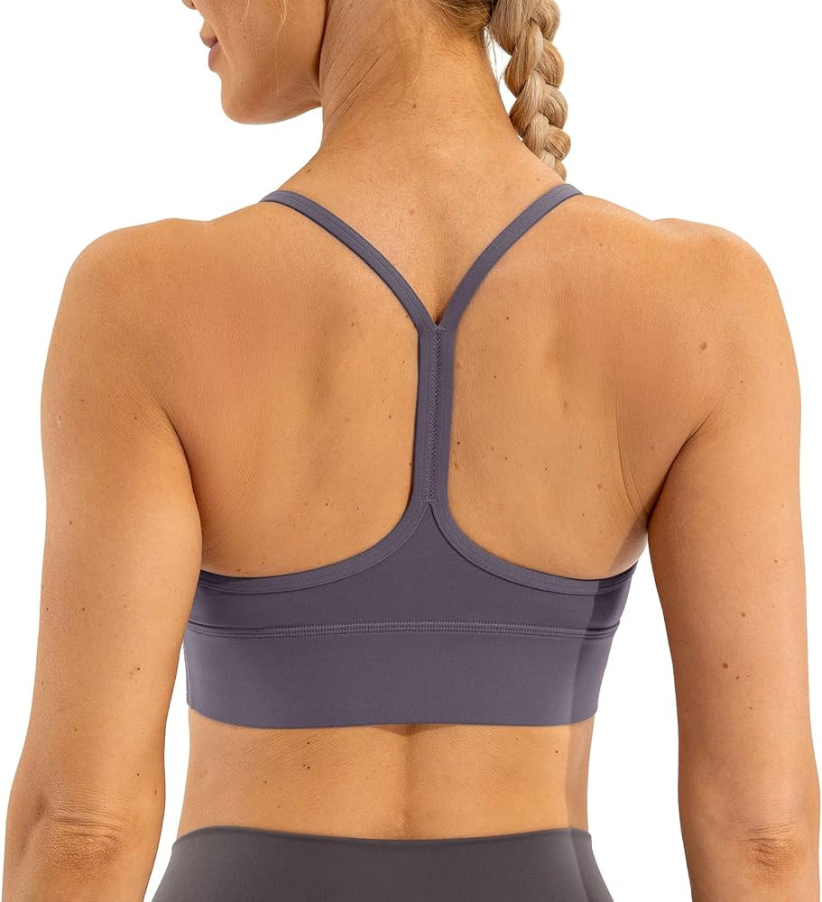 Lavento Women's Y Back Sports Bra Spaghetti Straps Padded Low Impact Workout Yoga Bras | Amazon (US)