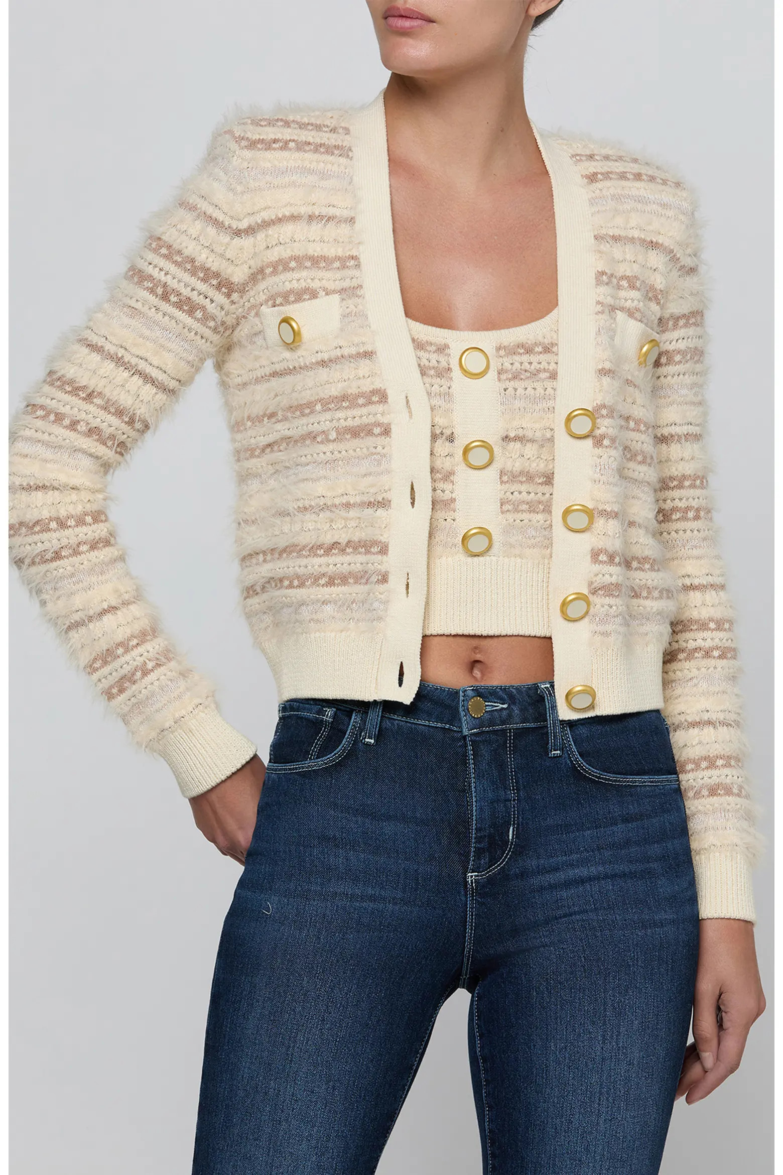 L'AGENCE Ariadne Mix Stitch Cardigan (Women) | Nordstrom | Nordstrom