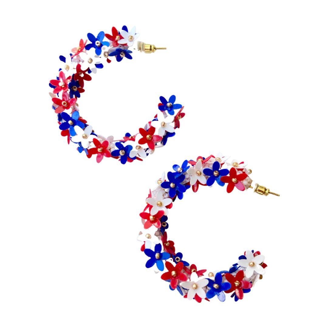 Flower Hoops in Red, White and Blue | Beth Ladd Collections