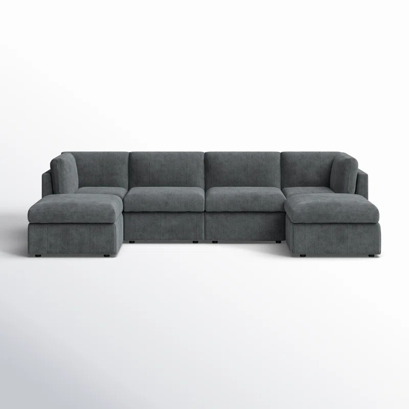 Annai 129" Wide Reversible Modular Corner Sectional with Ottoman | Wayfair North America