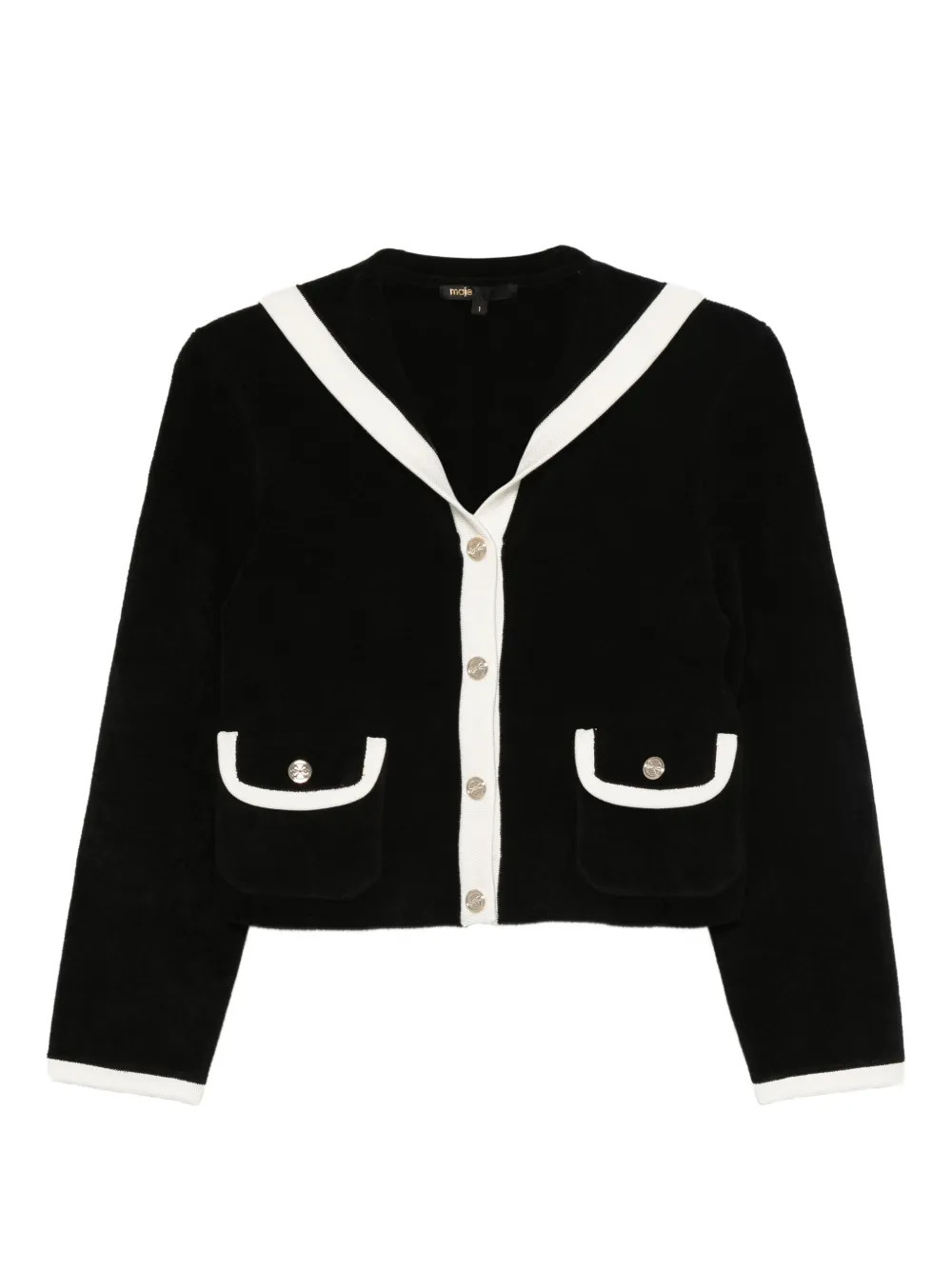 Maje contrast-trimmed Pocket Cardigan | Black | FARFETCH UK | Farfetch Global