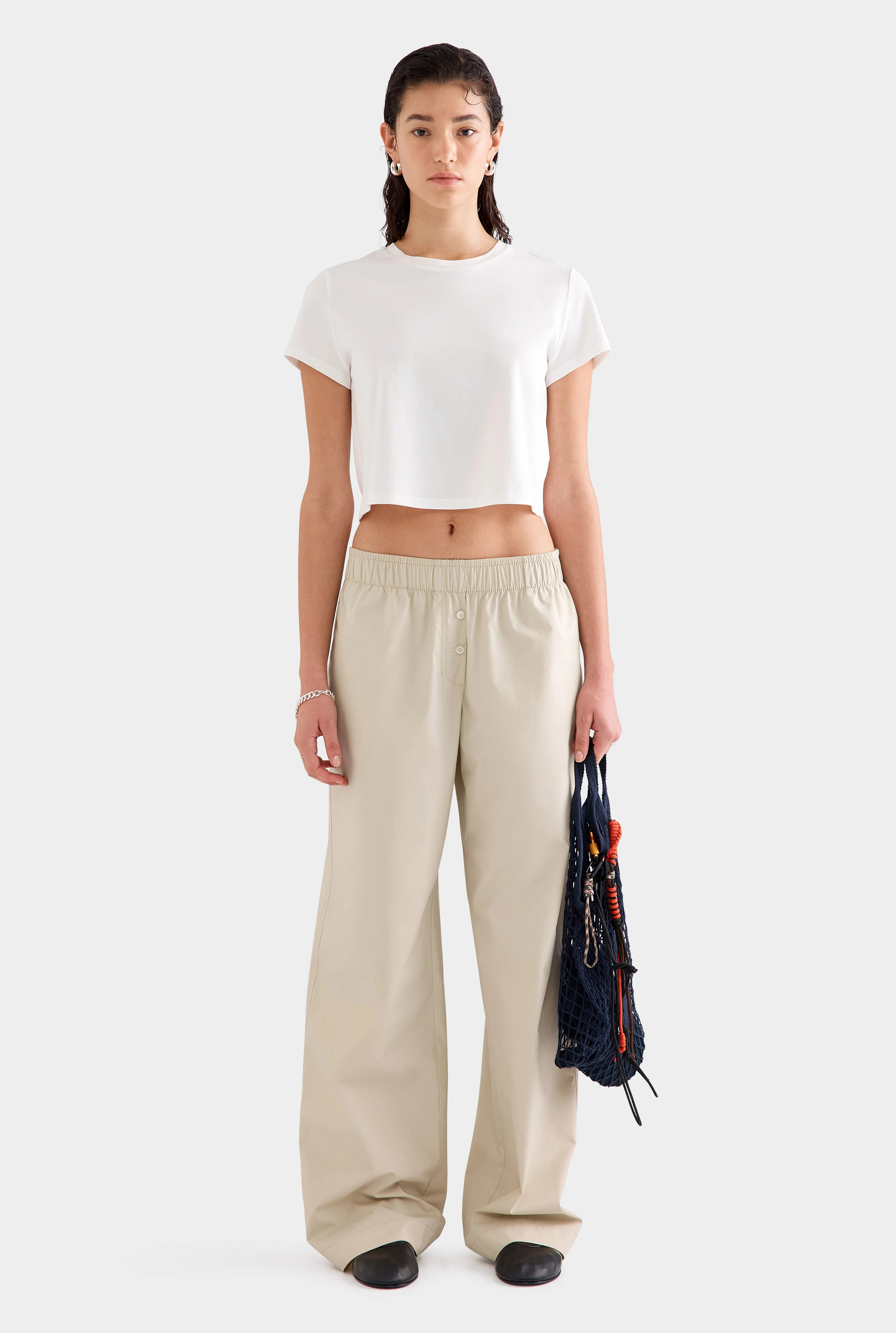 Womens Cotton Poplin Pant in Pistachio Shell | Venroy | Venroy AU