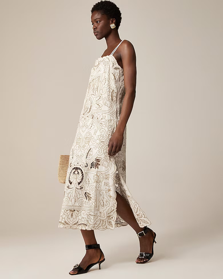 Cutwork maxi dress in linen | J. Crew US