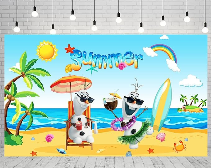 Summer Tropical Tawaii Backdrop Birthday Party Supplies 5x3ft Frozen Photo Backgrounds Olaf Theme... | Amazon (US)