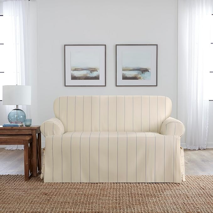 SureFit Heavyweight Cotton Duck T-Cushion Loveseat Slipcovers, Printed Heavyweight Cotton Lovesea... | Amazon (US)