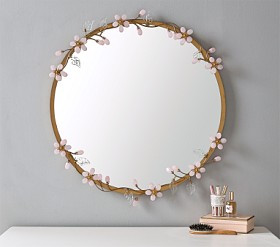 Grace Pink Flower Round Metal Mirror (30") | Pottery Barn Kids
