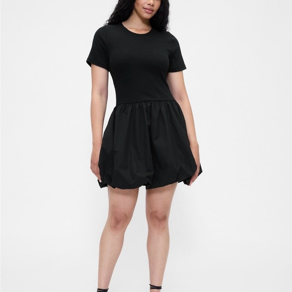 GAP Black Mixed Media Bubble Hem Dress | Poshmark