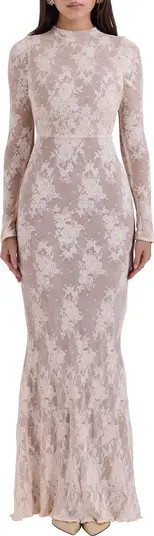 Isoline Lace Long Sleeve Gown | Nordstrom