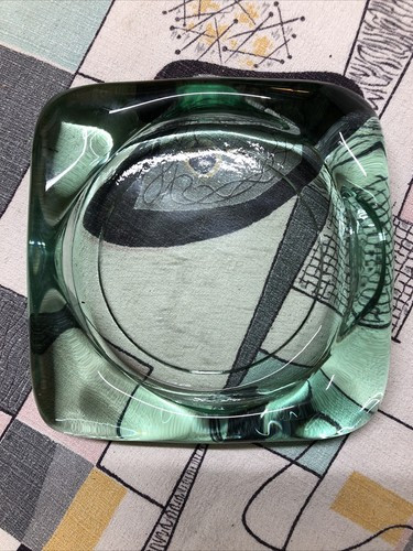 Recycled glass Ashtray Square Clear Green Heavy Cigar Ash Tray Vintage MCM 6.5”  | eBay | eBay US
