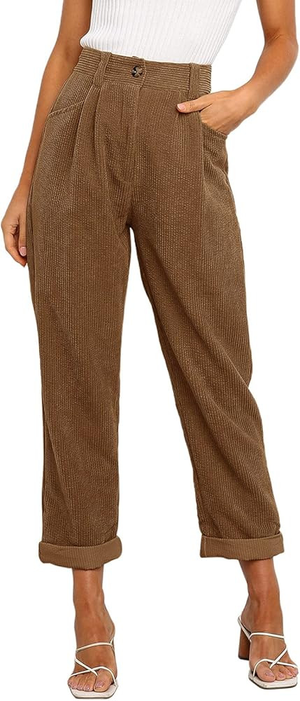 NIMIN High Waisted Corduroy Pants for Women Loose Straight Leg Vintage Pants Fall Clothes 2022 | Amazon (US)