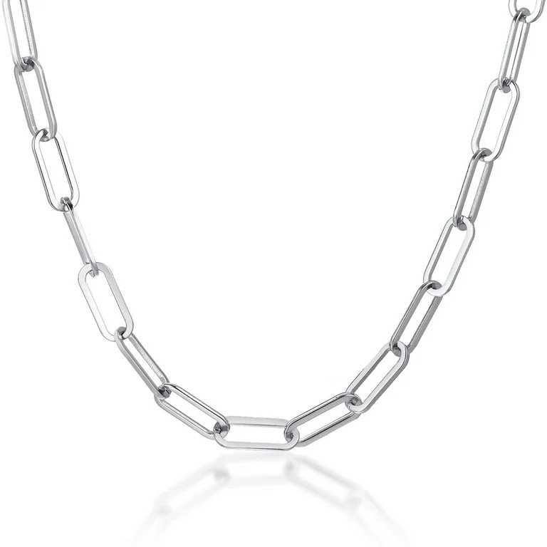 Stainless Steel Paper Clip Link Chain Necklace for Her - Walmart.com | Walmart (US)