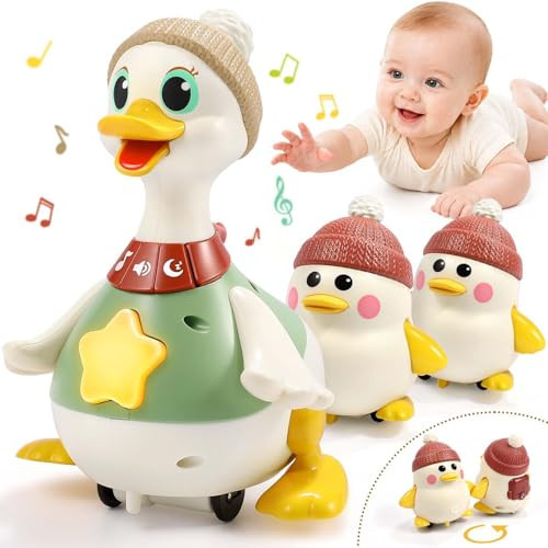 Baby Toys 6-12 Months: Musical Tummy Time Duck Toy for Infant Babies 6 7 8 9 10 12 18 Month Old Interactive Newborn Baby Crawling Toys for Christmas Gift Stocking Stuffers for Boy Girl 1 Year Old | Amazon (US)