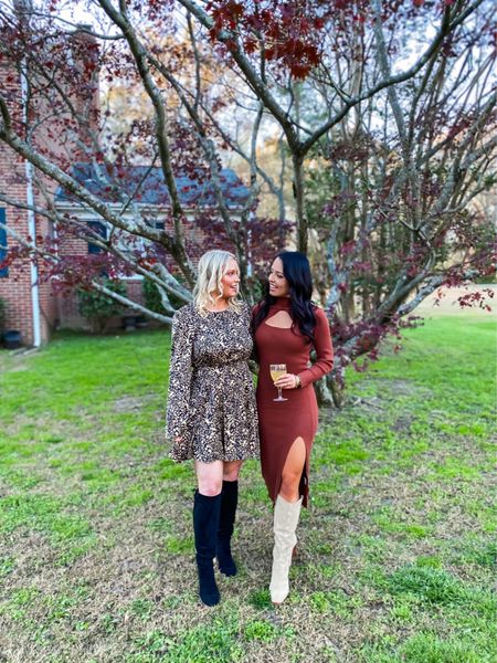 Amazon sweater dress on sale for $20 today! Wearing a small and it comes in 5+ colors — such great quality and perfect for the holidays and winter fashion! Tan knee high boots #founditonamazon 

#LTKsalealert #LTKunder50 #LTKHoliday