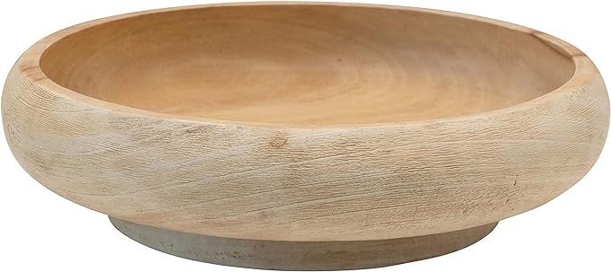 Creative Co-Op Mango Wood, Combed & Bleached Bowl, Natural | Amazon (US)