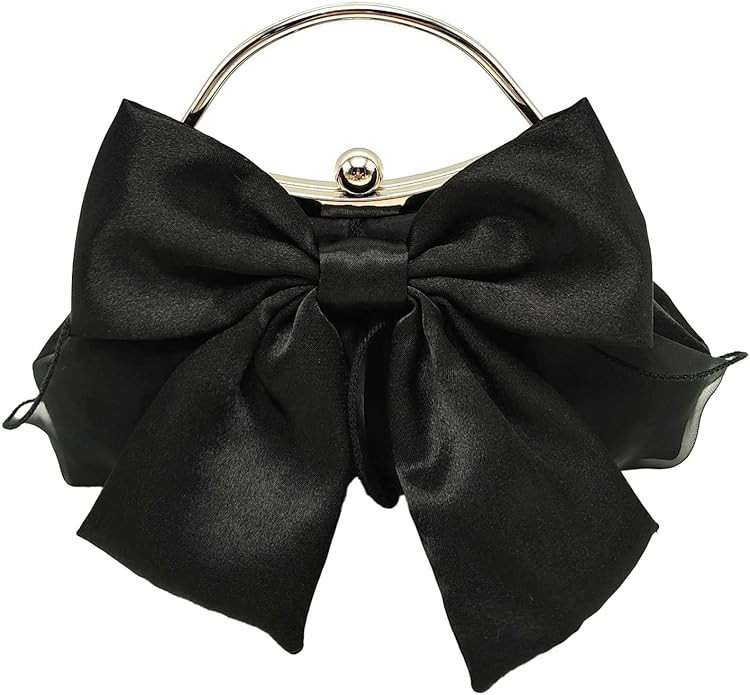 Women's Bow Clutch Purse White Evening Handbag with Detachable Chain, Wedding Prom Crossbody Bag | Amazon (US)