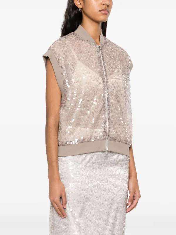 Peserico sequin-embellished Gilet | Brown | FARFETCH UK | Farfetch Global
