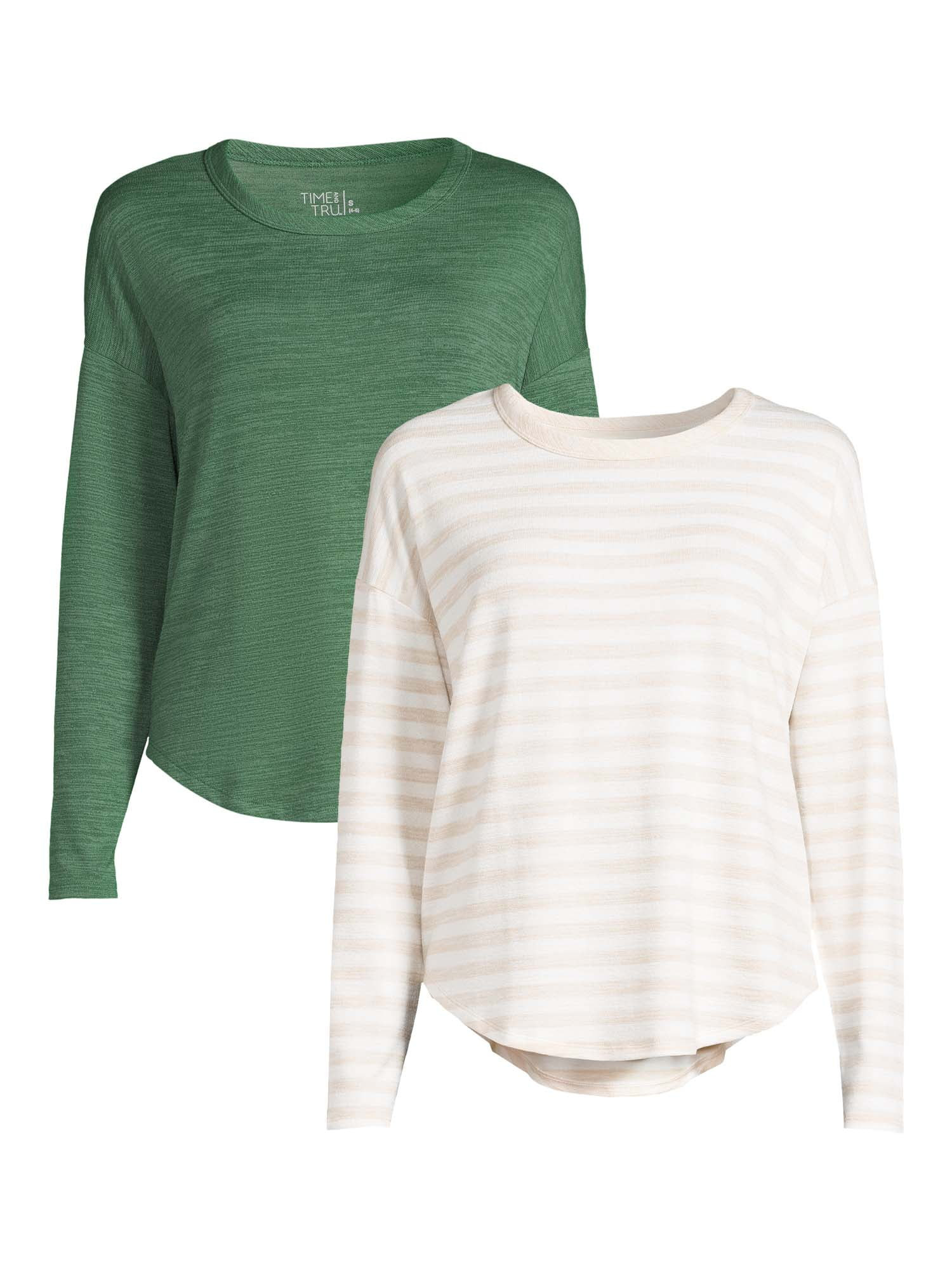 Time and Tru Women's Long Sleeve Hacci Top (2 Pack) | Walmart (US)