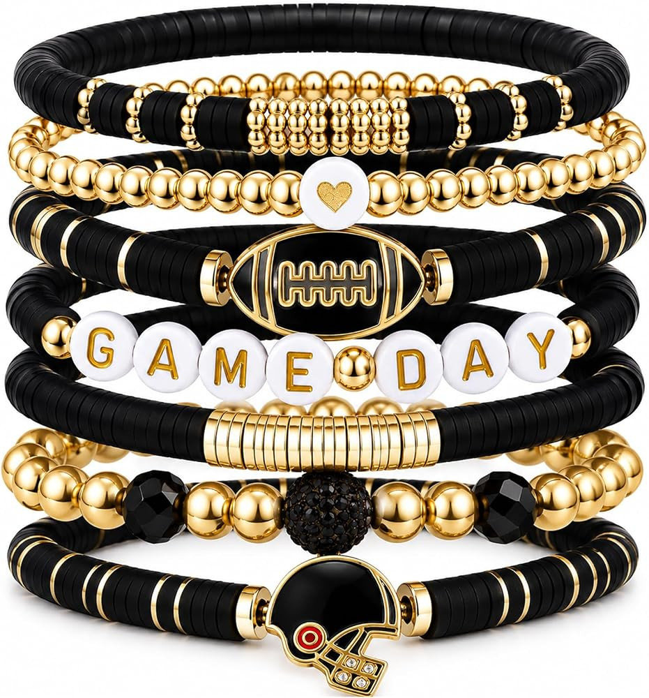 Artlunar Game Day Football Charm Bracelet: Stackable Sports Jewelry for Moms & Dads - Perfect for... | Amazon (US)