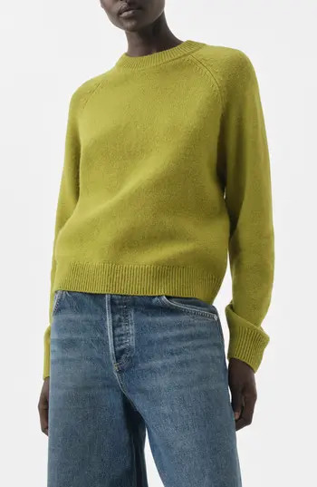 MANGO Selection Crewneck Raglan Sleeve Sweater in Green at Nordstrom Rack, Size Large | Nordstrom Rack