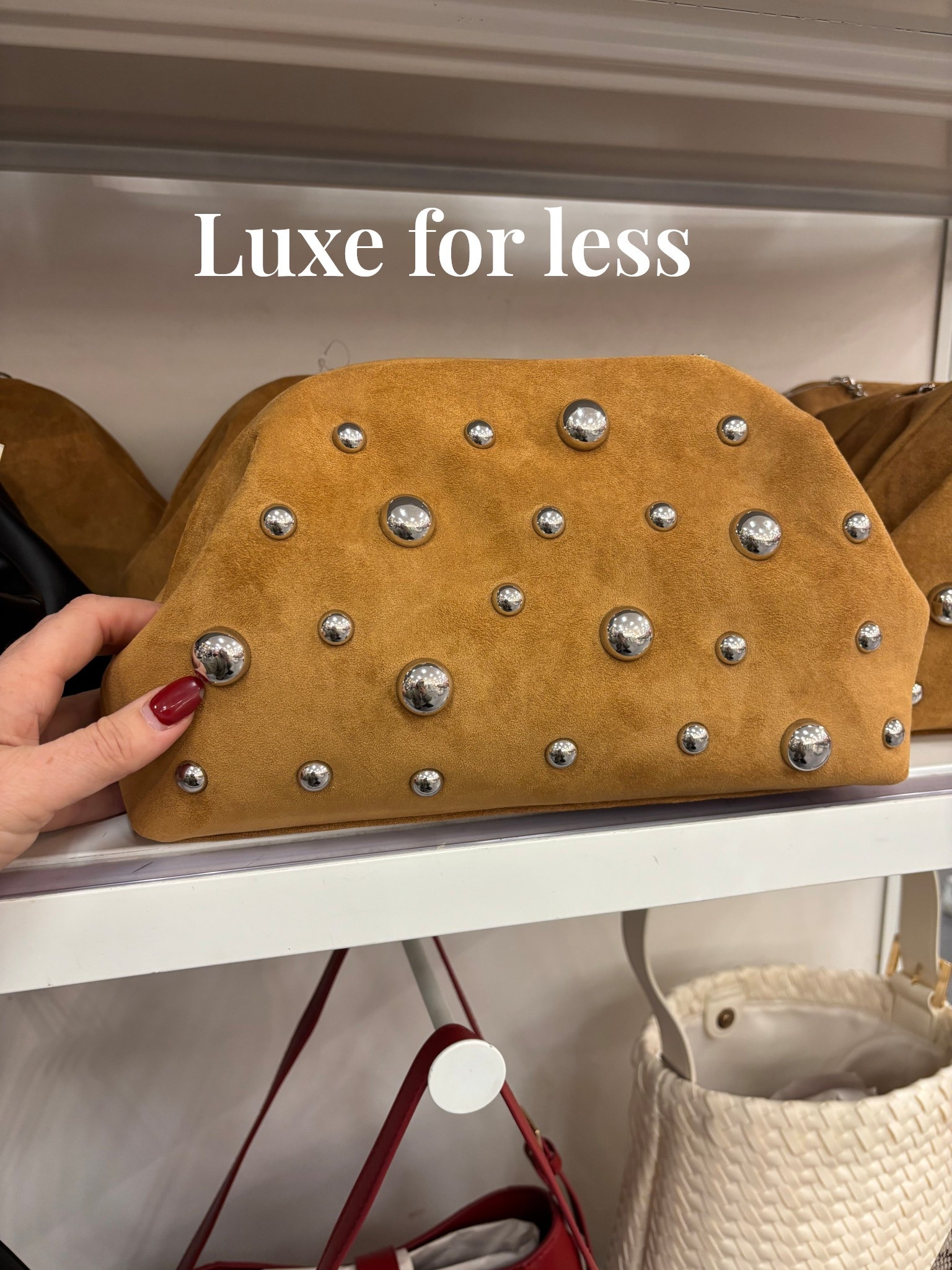 This beautiful studded clutch bag is under $30 when you purchase the online today! It looks super luxe. It has a crossbody strap but I prefer it as a  clutch. 

#suede #bag #clutch #target #ltkitbag @targetstyle @target  

#LTKFindsUnder50 #LTKGiftGuide