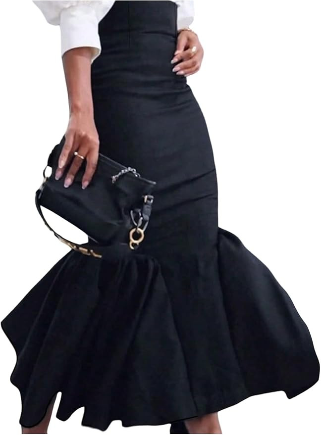 GORGLITTER Women's Ruffle Bodycon Maxi Skirts Fishtail High Waisted Pencil Long Going Out Skirts | Amazon (US)
