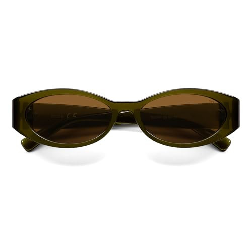 SOJOS Trendy Oval Polarized Sunglasses Womens Retro Narrow Chic Thin Y2k Sunnies SJ2364, Olive Green/Brown | Amazon (US)
