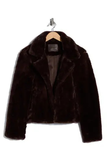 BLANKNYC Faux Fur Crop Jacket in Chocolate Brown at Nordstrom Rack, Size X-Small | Nordstrom Rack