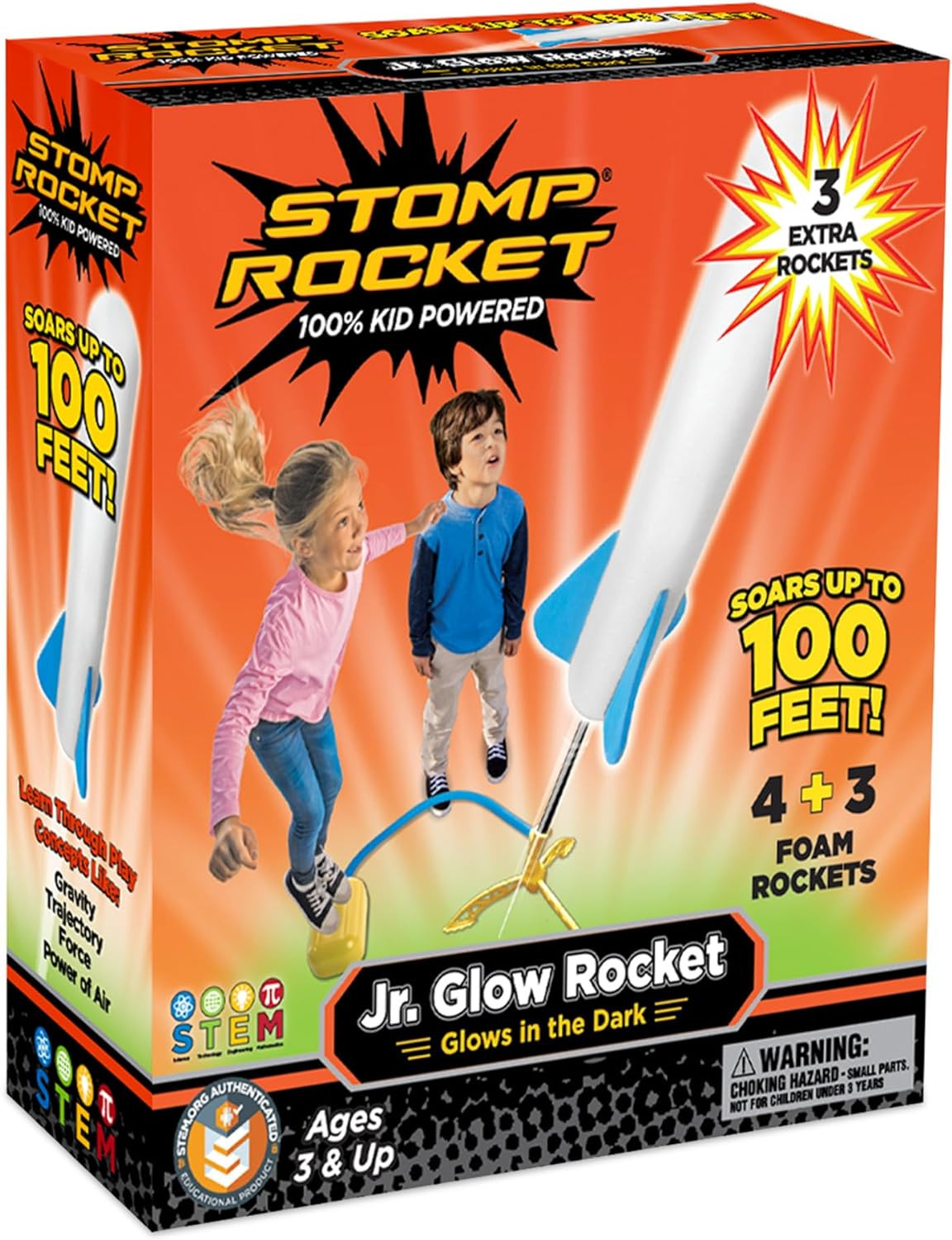 Stomp Rocket Jr Glow Rocket Launcher for Kids, 7 Rockets - Glow in The Dark | Amazon (US)