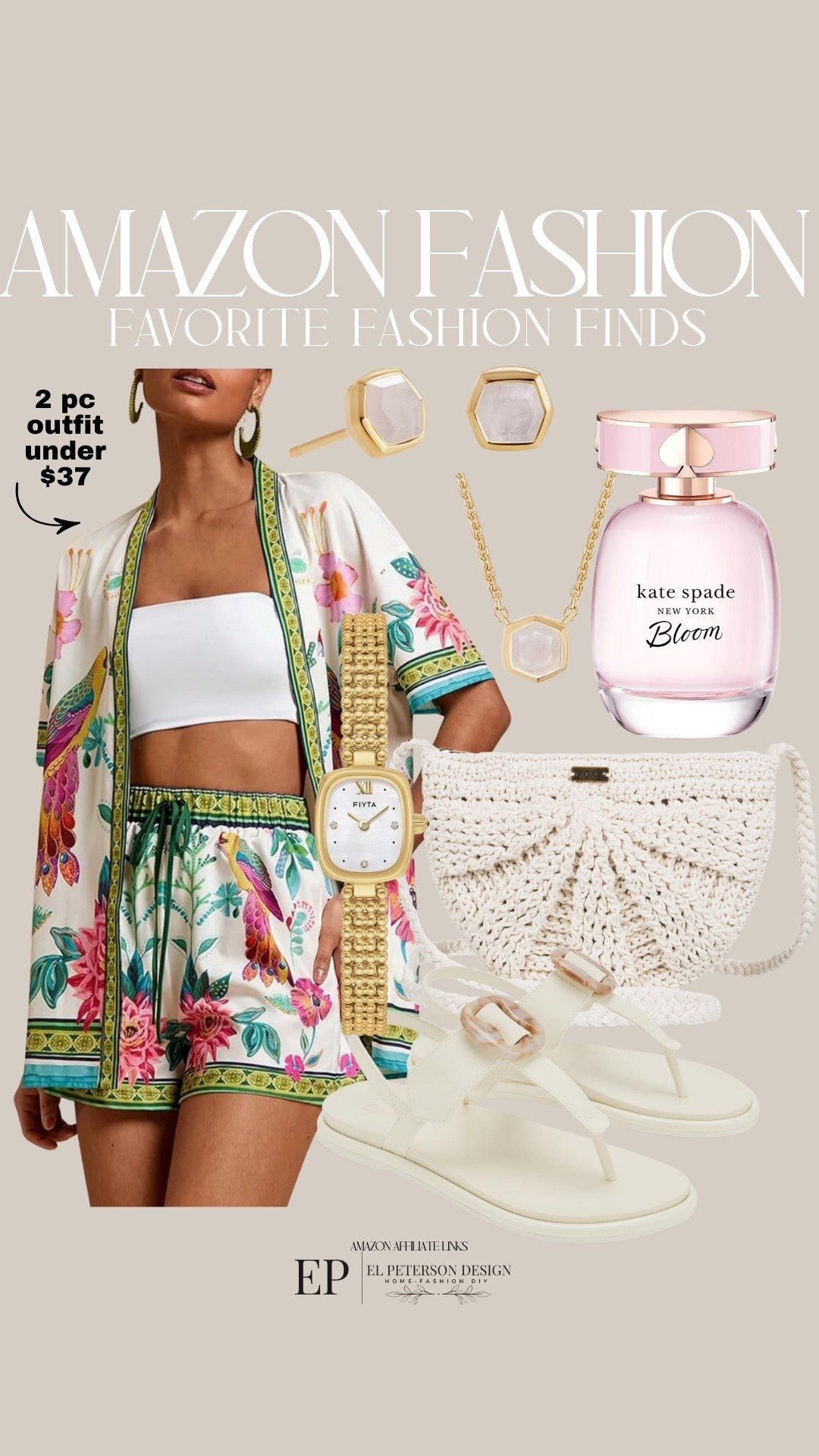 Amazon Fashion
2 pc outfit
Perfume
Sandals
Watch
Purse
Earrings
Necklace
