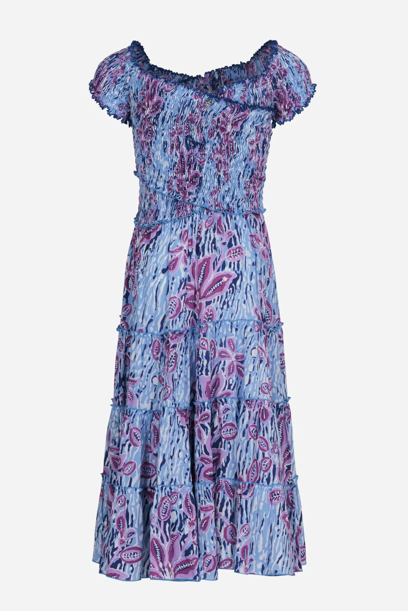 Long Dress Soledad for girls - Blue Exotic Forest | Poupette St Barth