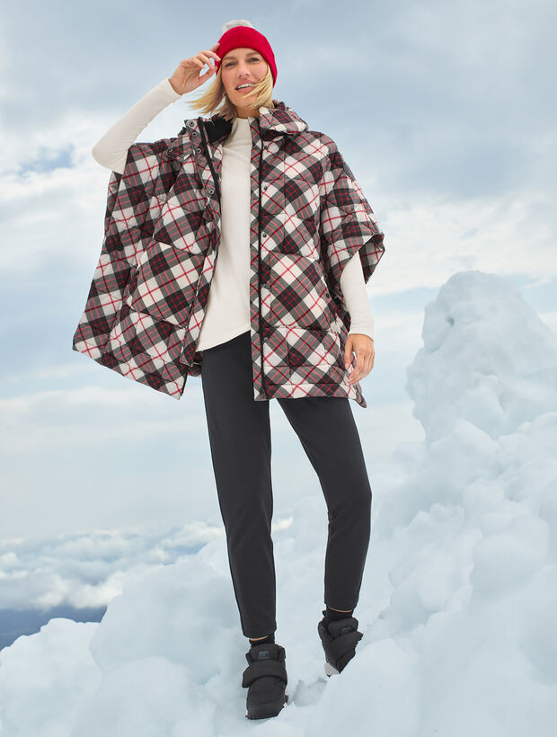 Hooded Quilted Poncho - Chilly Plaid | Talbots