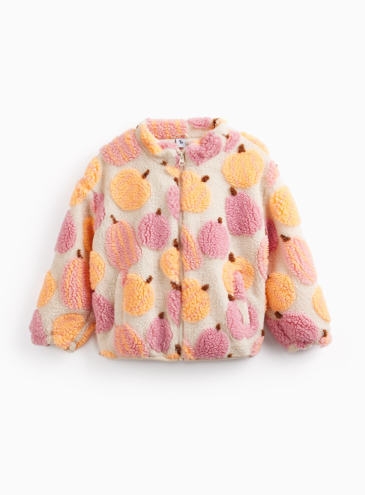 Cream Halloween Pumpkin Print Borg Jacket 5-6 years | Tu Clothing