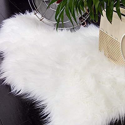 Nest & Nook White Faux Fur Rug/Throw/Blanket, Faux Fur Sheepskin, Off White - Furry Soft Throw wi... | Amazon (US)