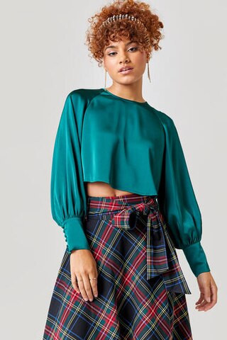 Julie Balloon Sleeve Satin Blouse  - francesca's | Francesca's