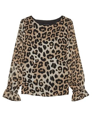 Leopard Print Poet-Sleeve Top | Banana Republic US