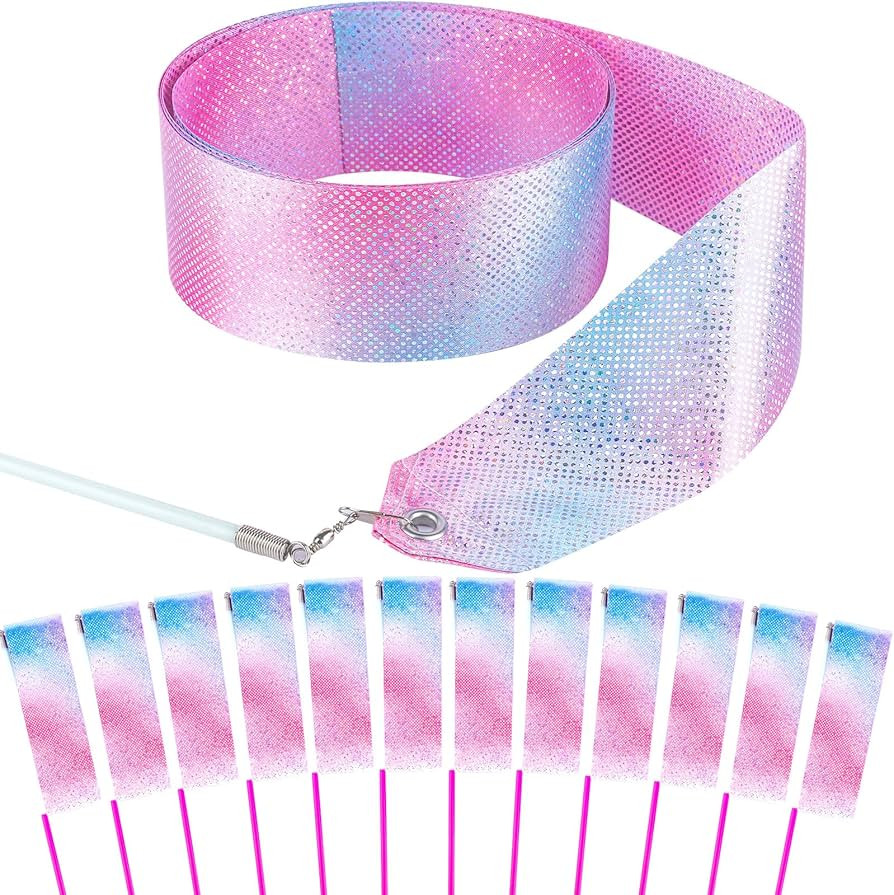 14PCS Sparkling Dance Ribbon for Kids Girls Princess Mermaid Ballet Ballerina Olympic Gymnastics ... | Amazon (US)