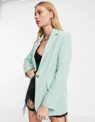 Bershka core oversized blazer in sage - part of a set | ASOS (Global)