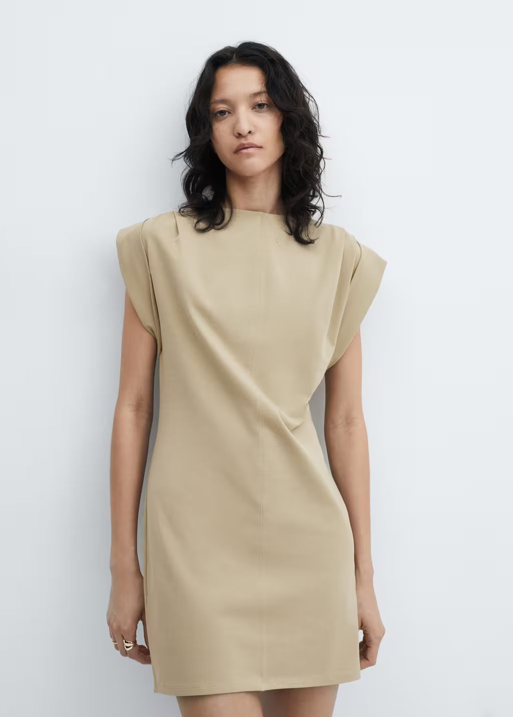 Pleated sleeve dress -  Women | Mango USA | MANGO (US)
