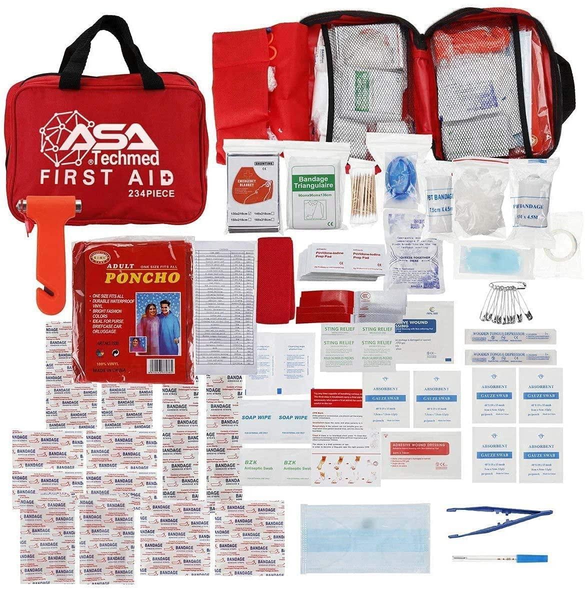 ASA Techmed 234 Piece First Aid Kit: Compact, Lightweight for Emergencies at Home, Outdoors, Car,... | Walmart (US)